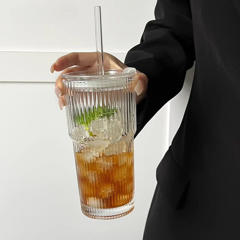 Naisten Eristetty Lasikahvimuki Kansi ja Olki 600 ml - Image 7