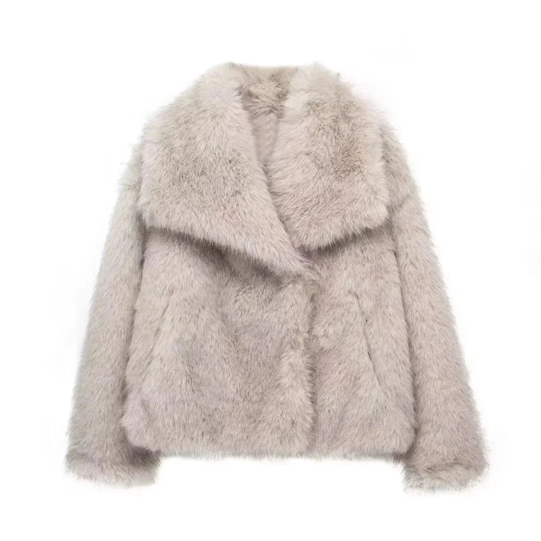 Naisten Faux Fur Takki Tyylikkäällä Ilmeellä - Image 11