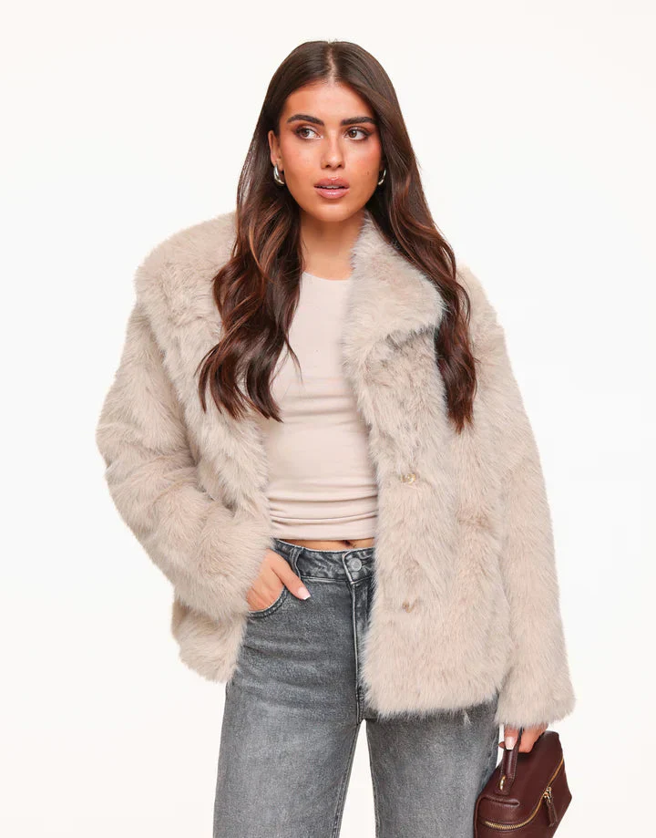Naisten Faux Fur Takki Tyylikkäällä Ilmeellä - Image 8