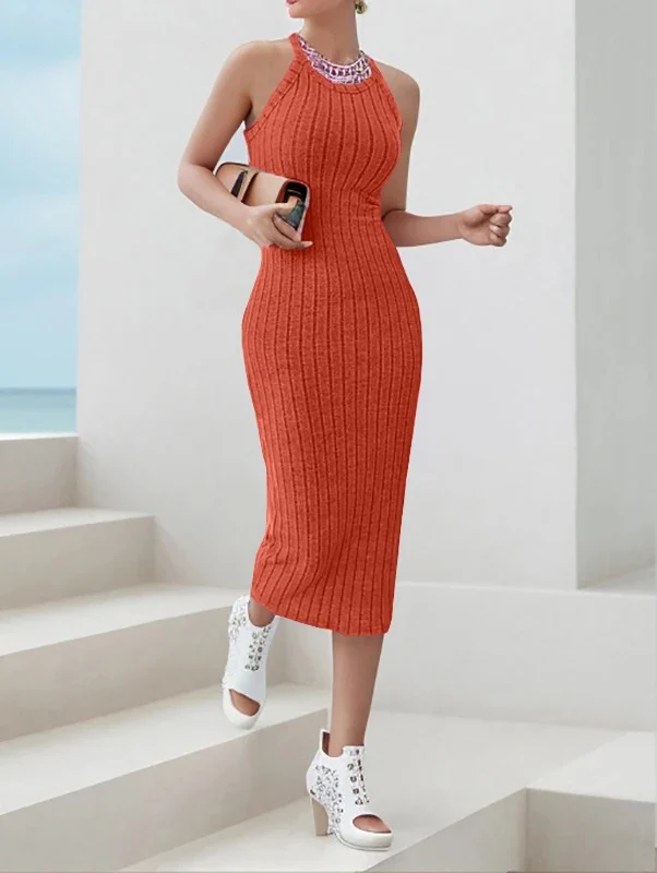 Naisten halterneck-kaula-aukkoinen bodycon-midimekko - Image 9
