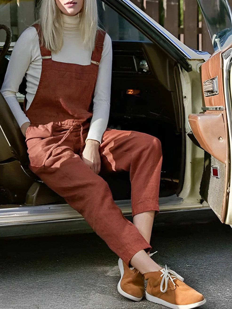 Naisten Hihaton Jumpsuit Rento Puuvilla Dungarees - Image 2