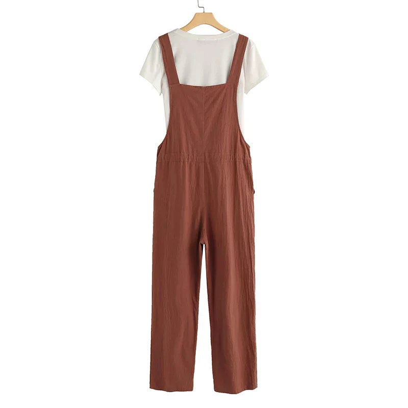 Naisten Hihaton Jumpsuit Rento Puuvilla Dungarees - Image 4