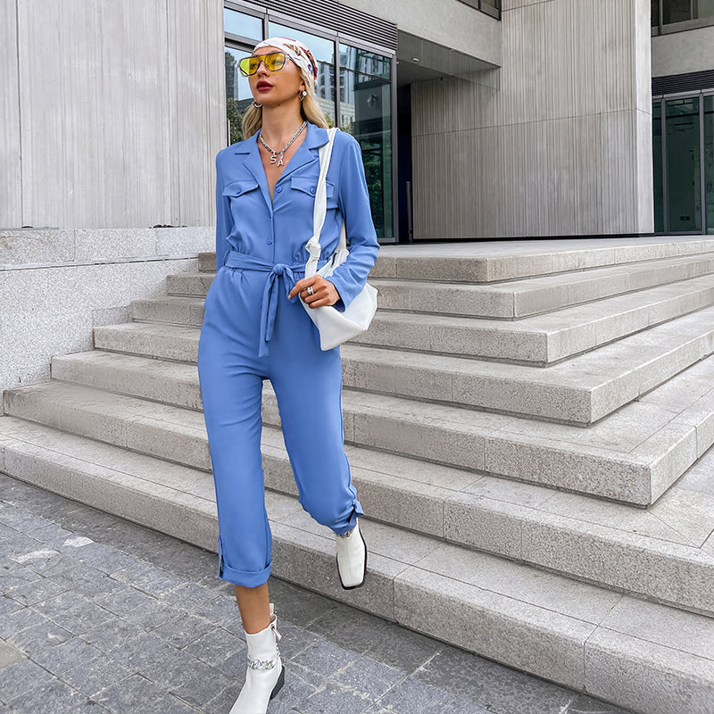 Naisten Jumpsuit Elegantti Polyesteri Pitkät Hihat - Image 2