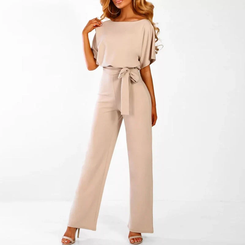 Naisten Jumpsuit Korkeavyötäröinen Laaja Lahje Polyesteri - Image 2