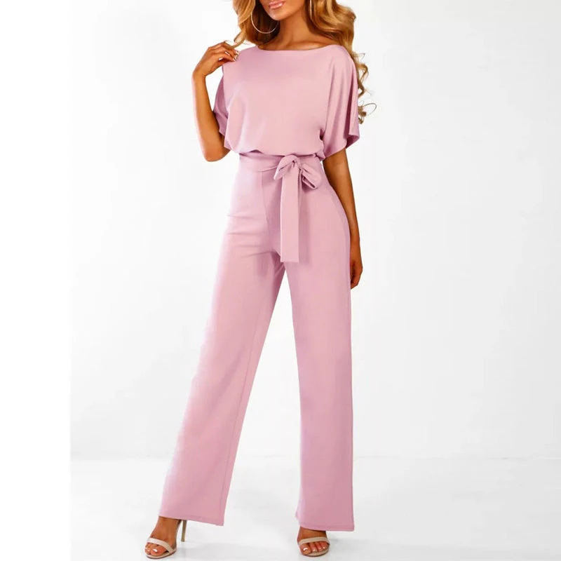 Naisten Jumpsuit Korkeavyötäröinen Laaja Lahje Polyesteri - Image 7