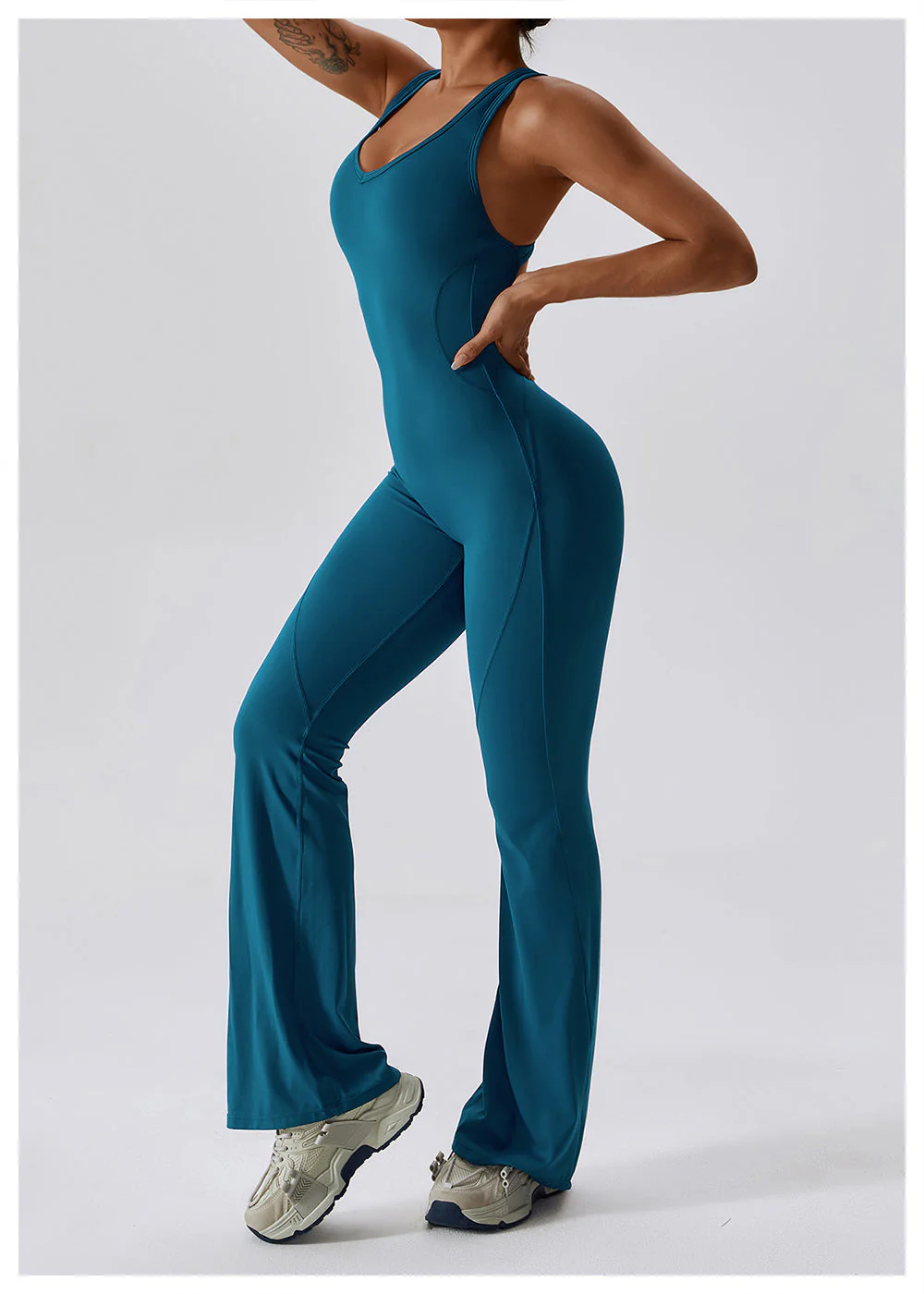 Naisten Jumpsuit V-halkio Muotoiltu Nylon - Image 9