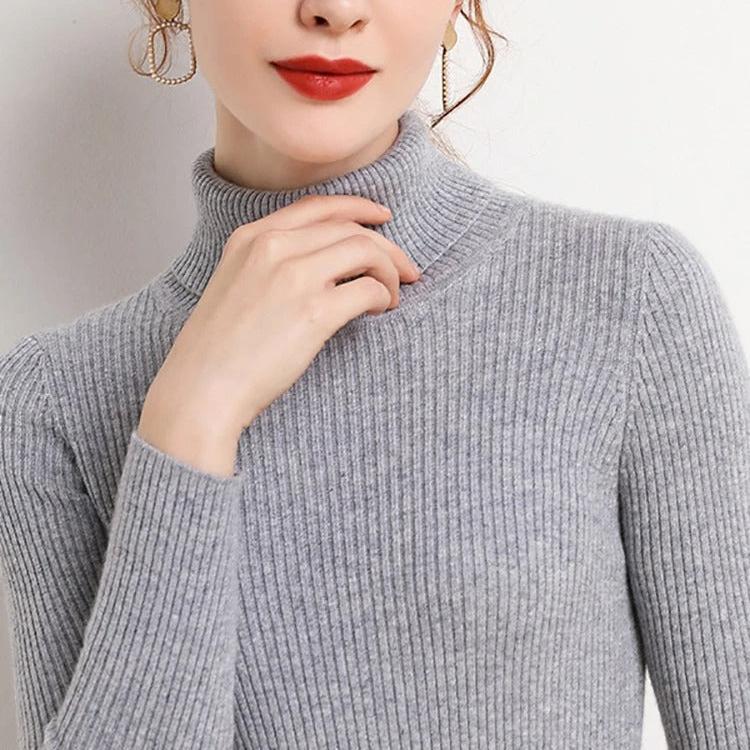 Naisten Tekokashmir Turtleneck Villajäljitelmäpaita - Image 14