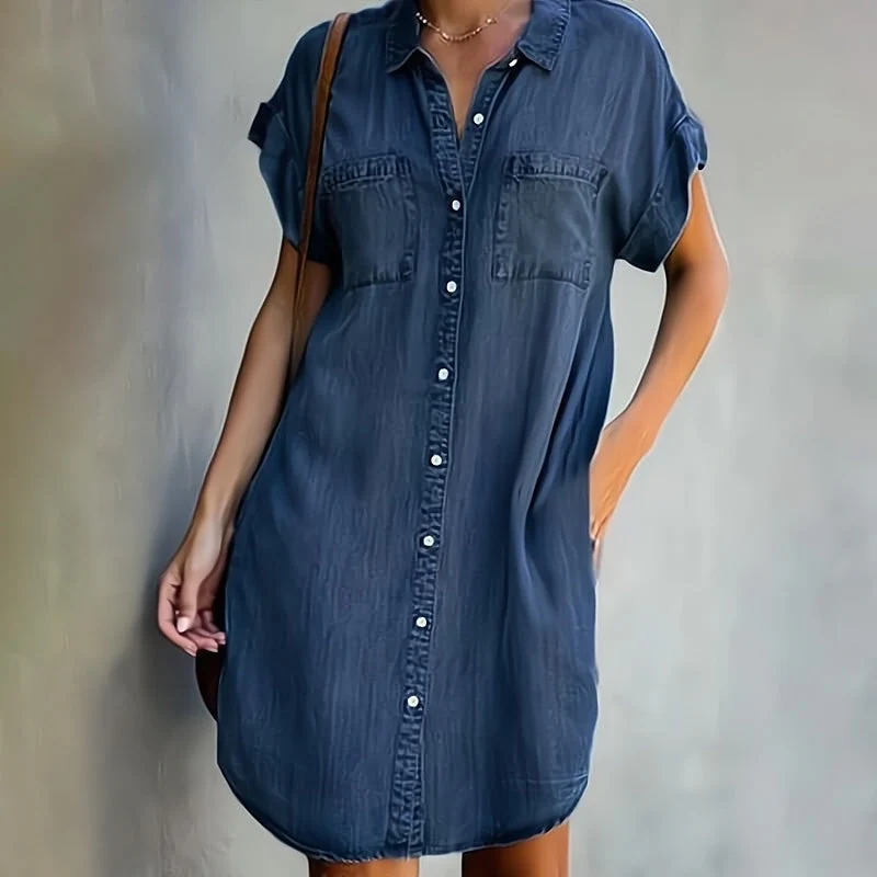 Naisten Kesämekko Moderni Denim Käännettävällä Kauluksella - Image 2