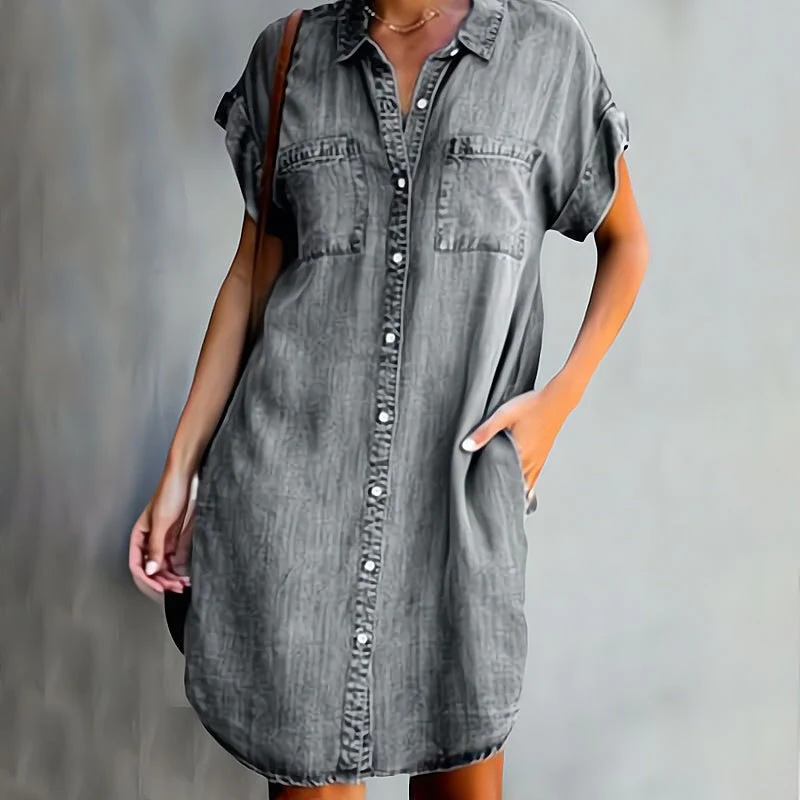 Naisten Kesämekko Moderni Denim Käännettävällä Kauluksella - Image 3