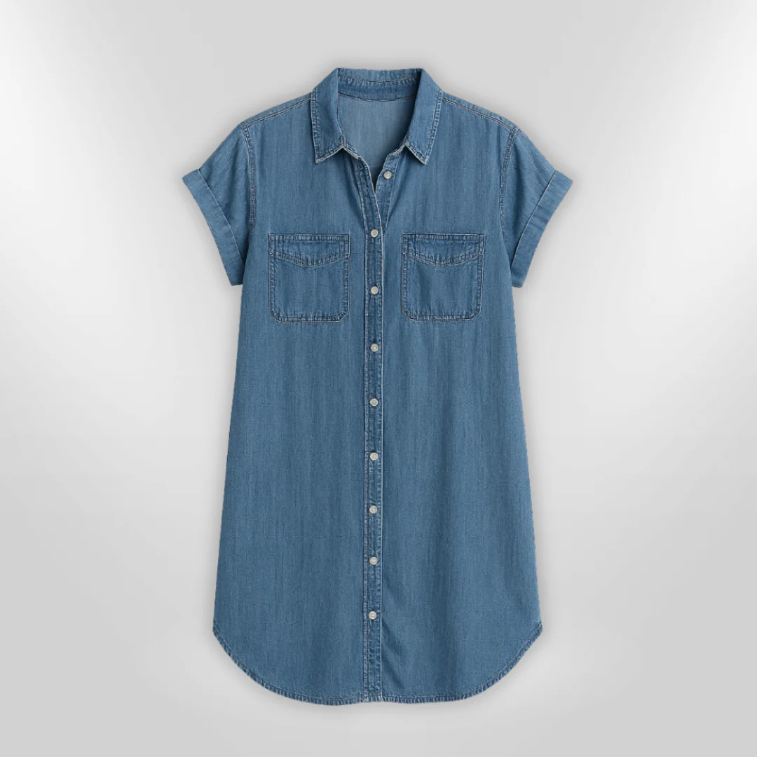 Naisten Kesämekko Napitettu Denim - Image 4