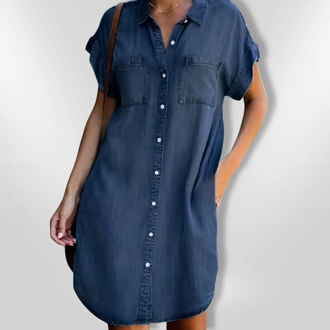 Naisten Kesämekko Napitettu Denim - Image 7