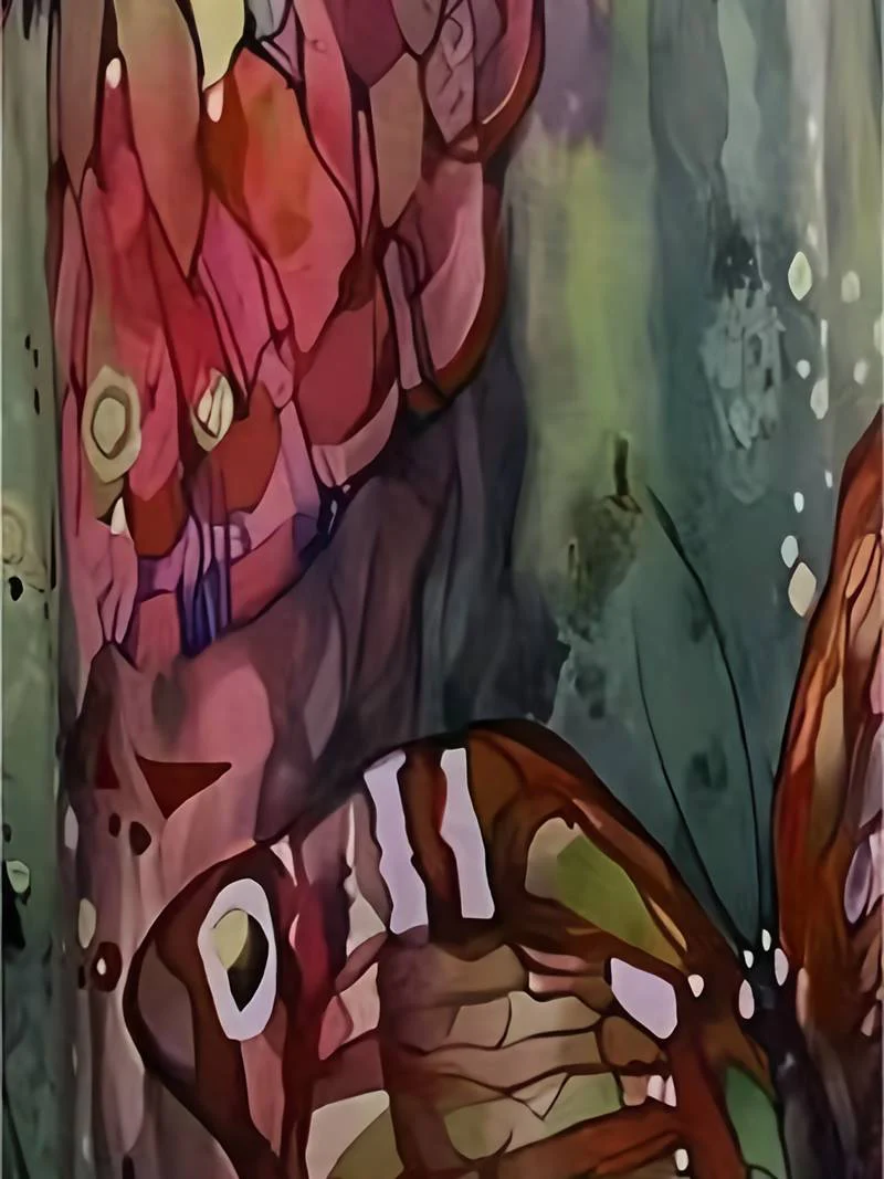 Naisten Kesämekko V-kaula-aukko Perhonen Tulostus Polyesteri - Image 3
