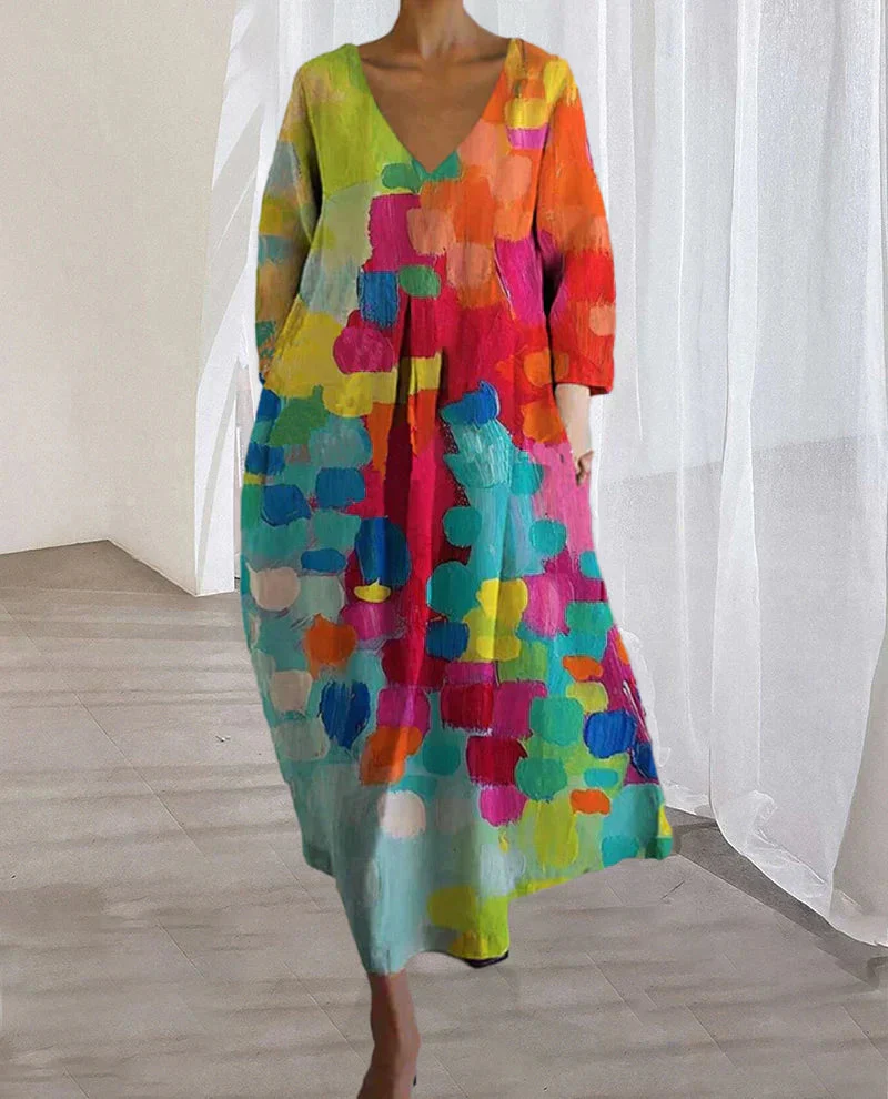 Naisten Kesämekko Värikkäällä Printillä Pellavajäljitelmä - Image 2