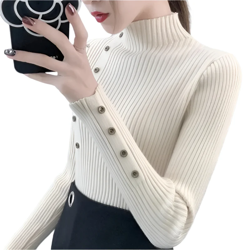 Naisten koko hihat Turtleneck Pulloveri - Image 5