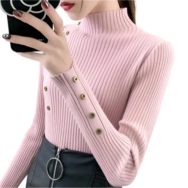 Naisten koko hihat Turtleneck Pulloveri - Image 6