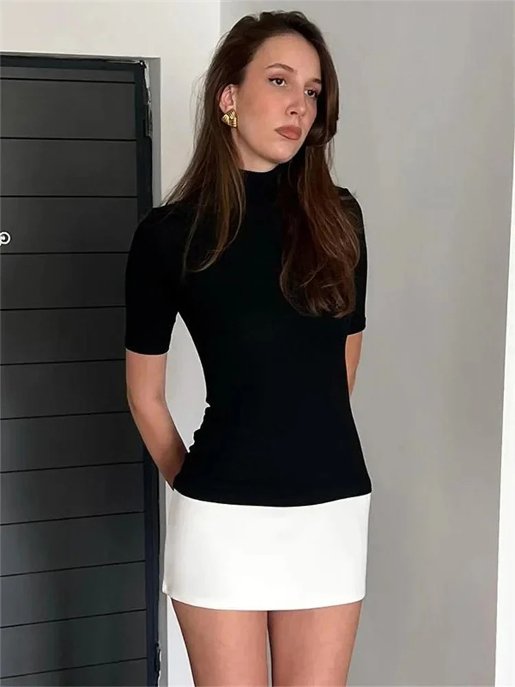Naisten kontrastinen patchwork-bodycon-minimekko - Image 5