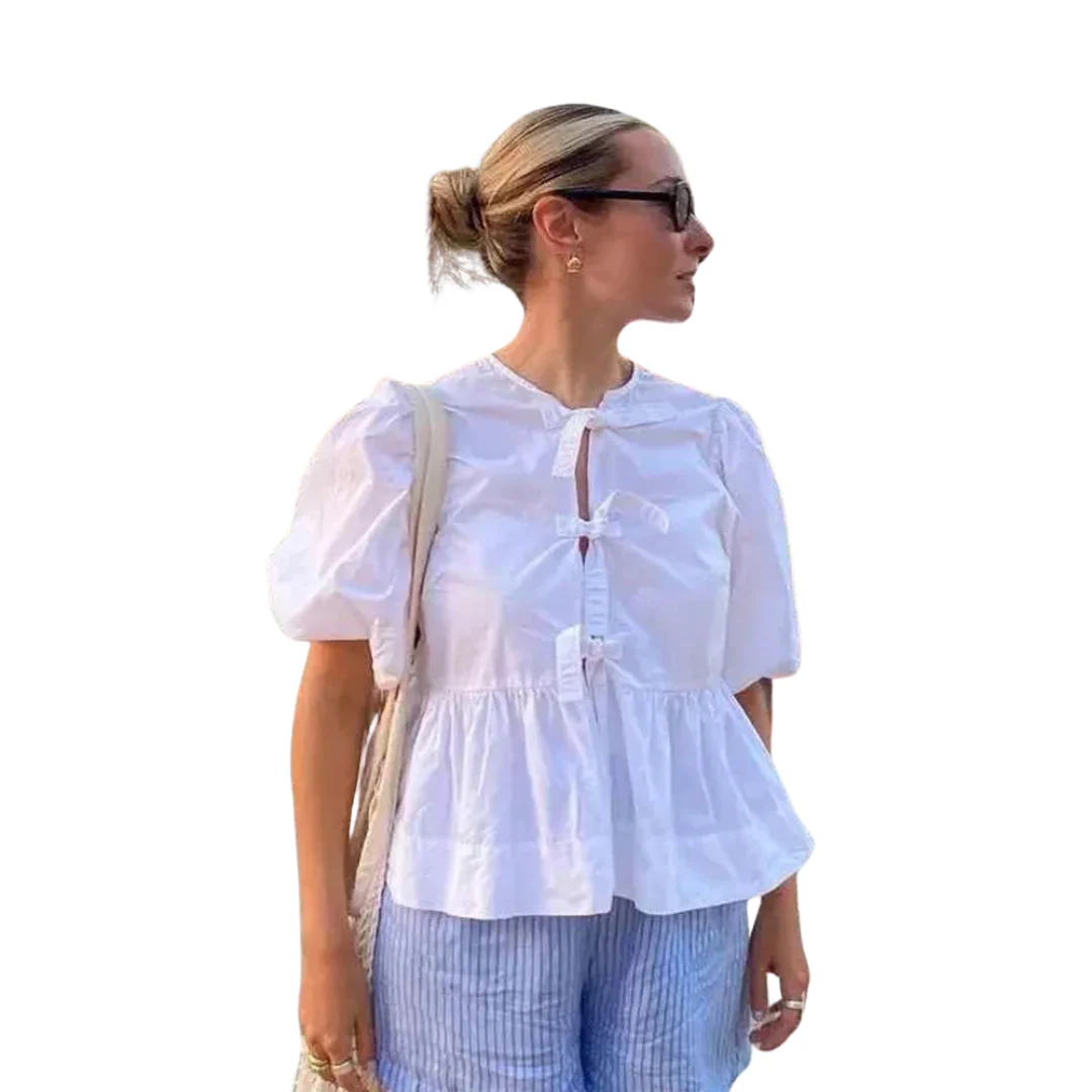 Naisten Lace-Up Puff hihat Crop pusero - Image 4