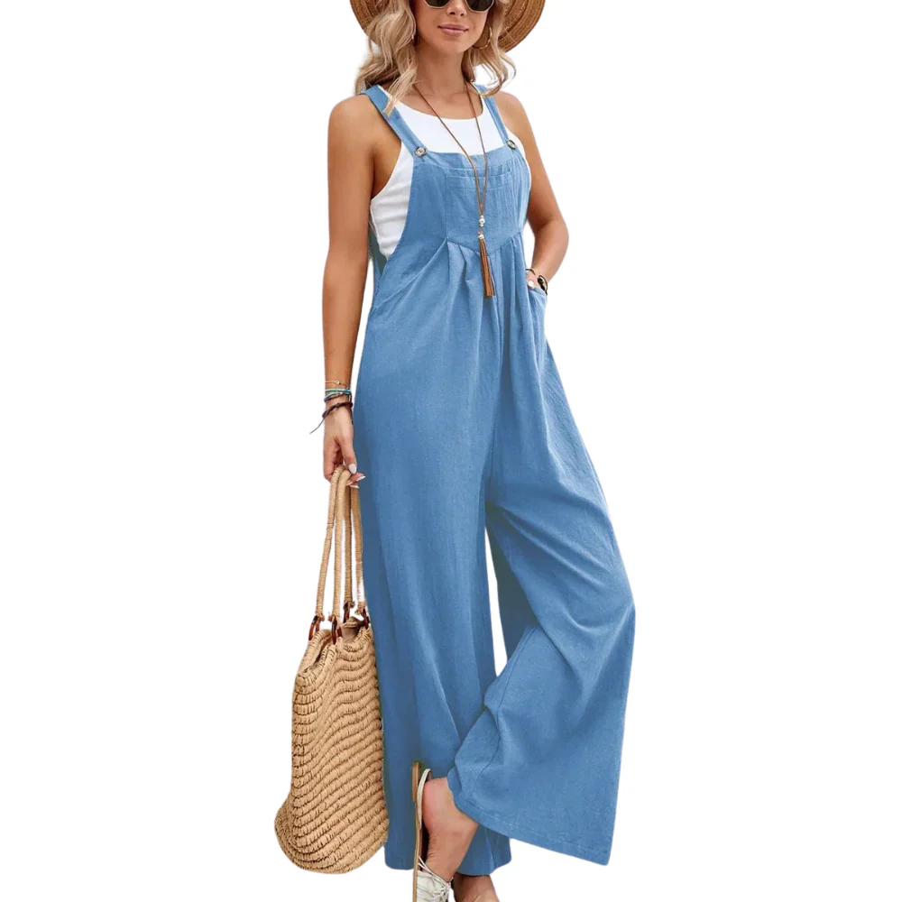 Naisten leveä jalka Baggy Bib Jumpsuit - Image 5