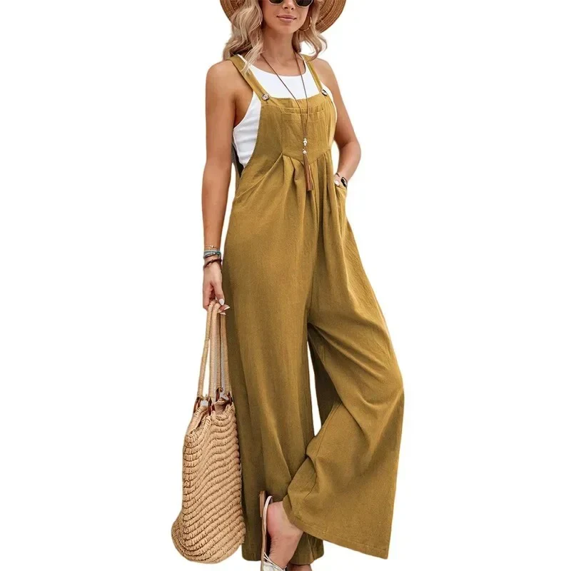 Naisten leveä jalka Baggy Bib Jumpsuit - Image 7