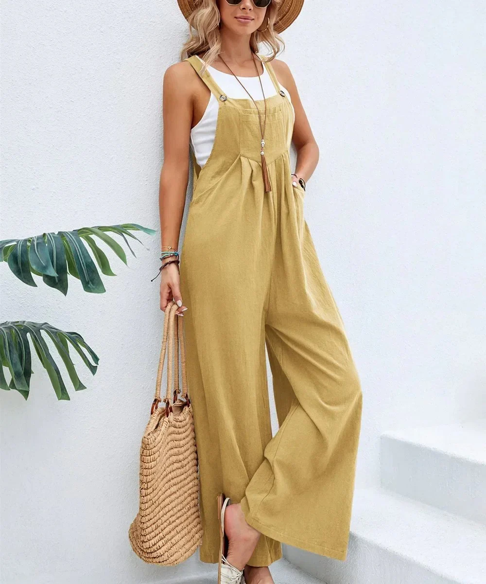 Naisten leveä jalka Baggy Bib Jumpsuit - Image 9