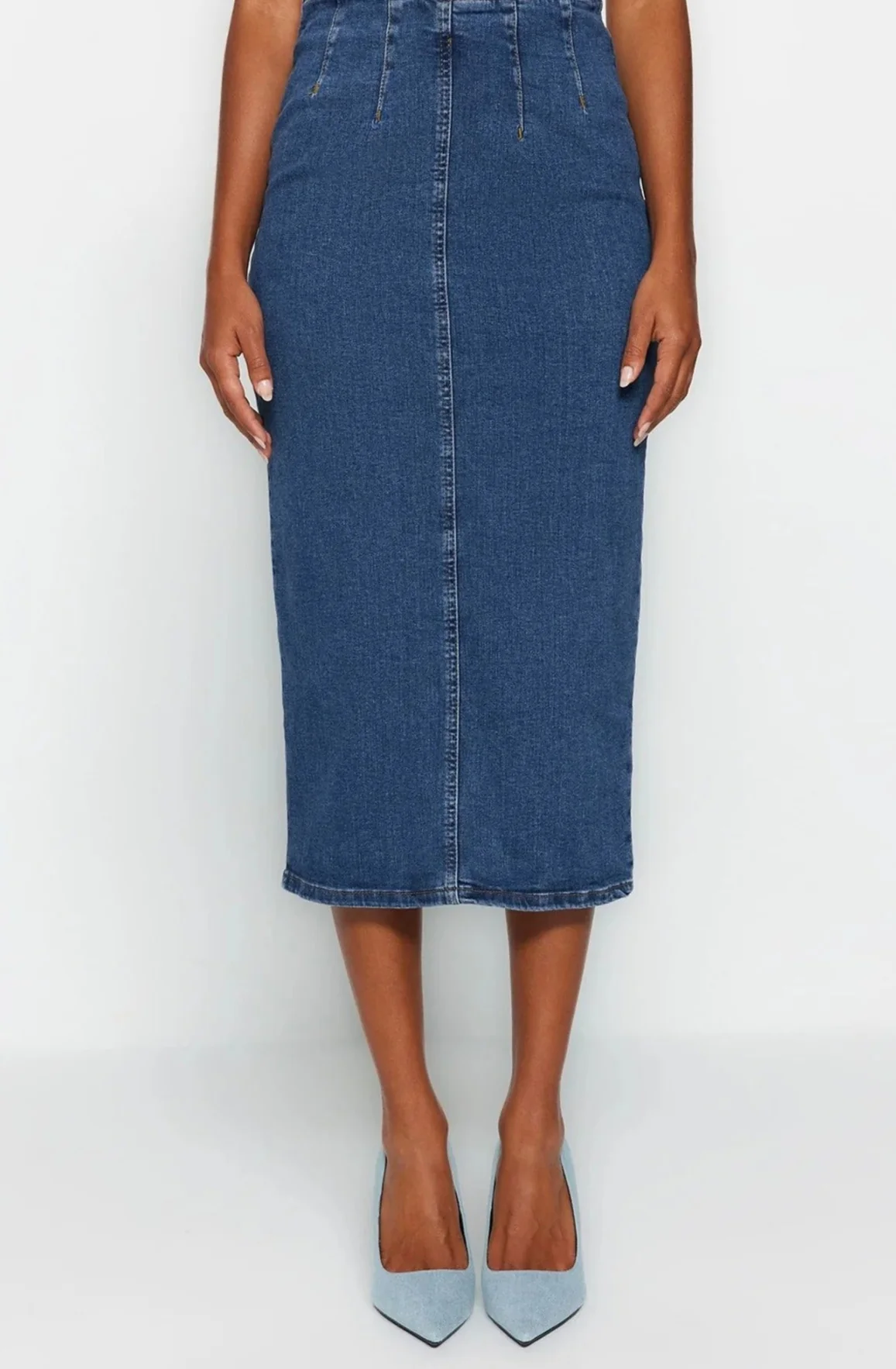 Naisten Midi lyijykynä Denim hame - Image 6