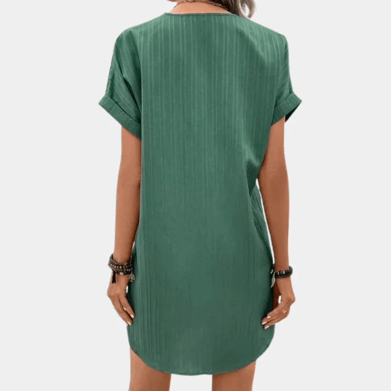 Naisten Mini Mekko V-pääntiö Minimalistisella Tyylillä - Image 8
