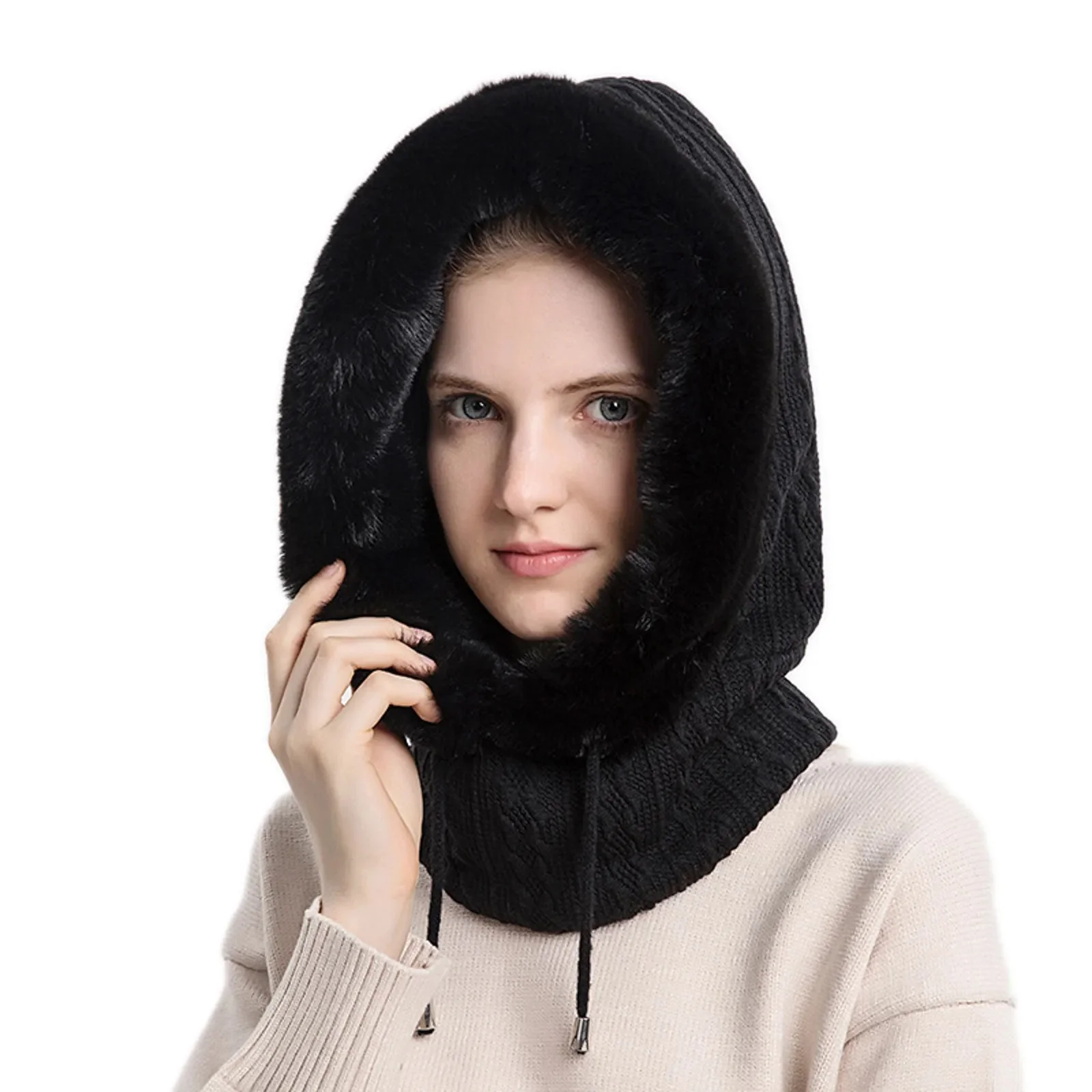 Naisten neulotut turkis Cap Mask Set - Image 9