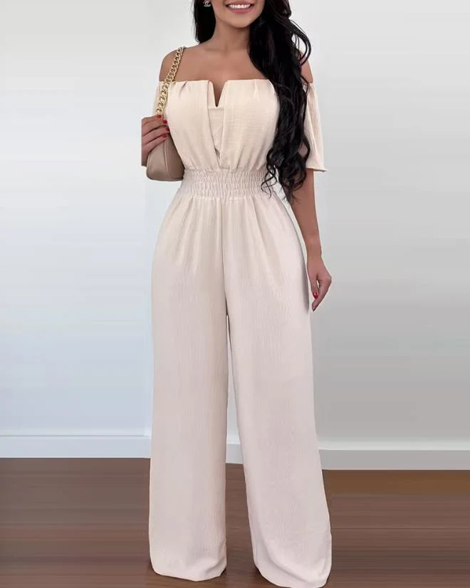 Naisten Off-Shoulder Kesäpuku Laskostetut Yksityiskohdat Polyesteri - Image 8