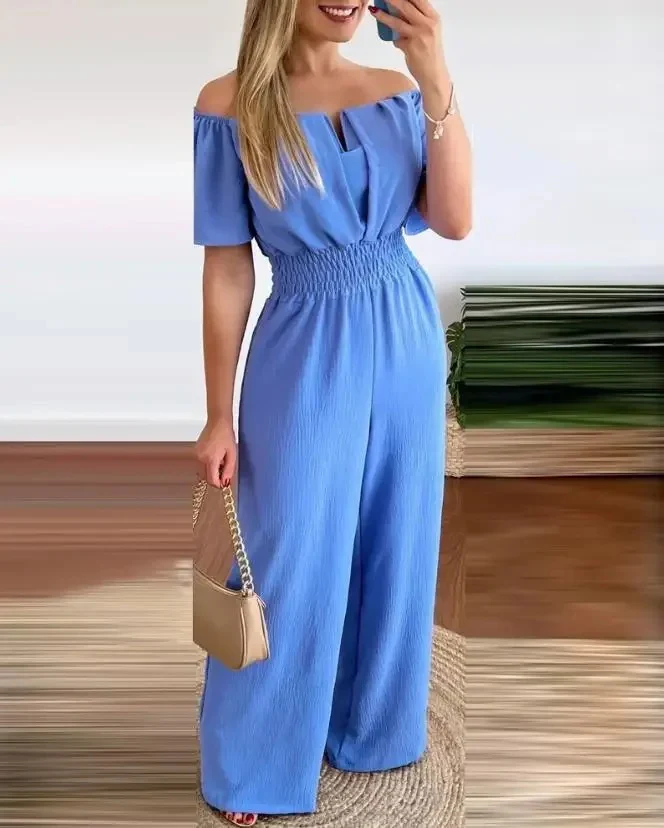 Naisten Off Shoulder Leveä jalka Jumpsuit - Image 2