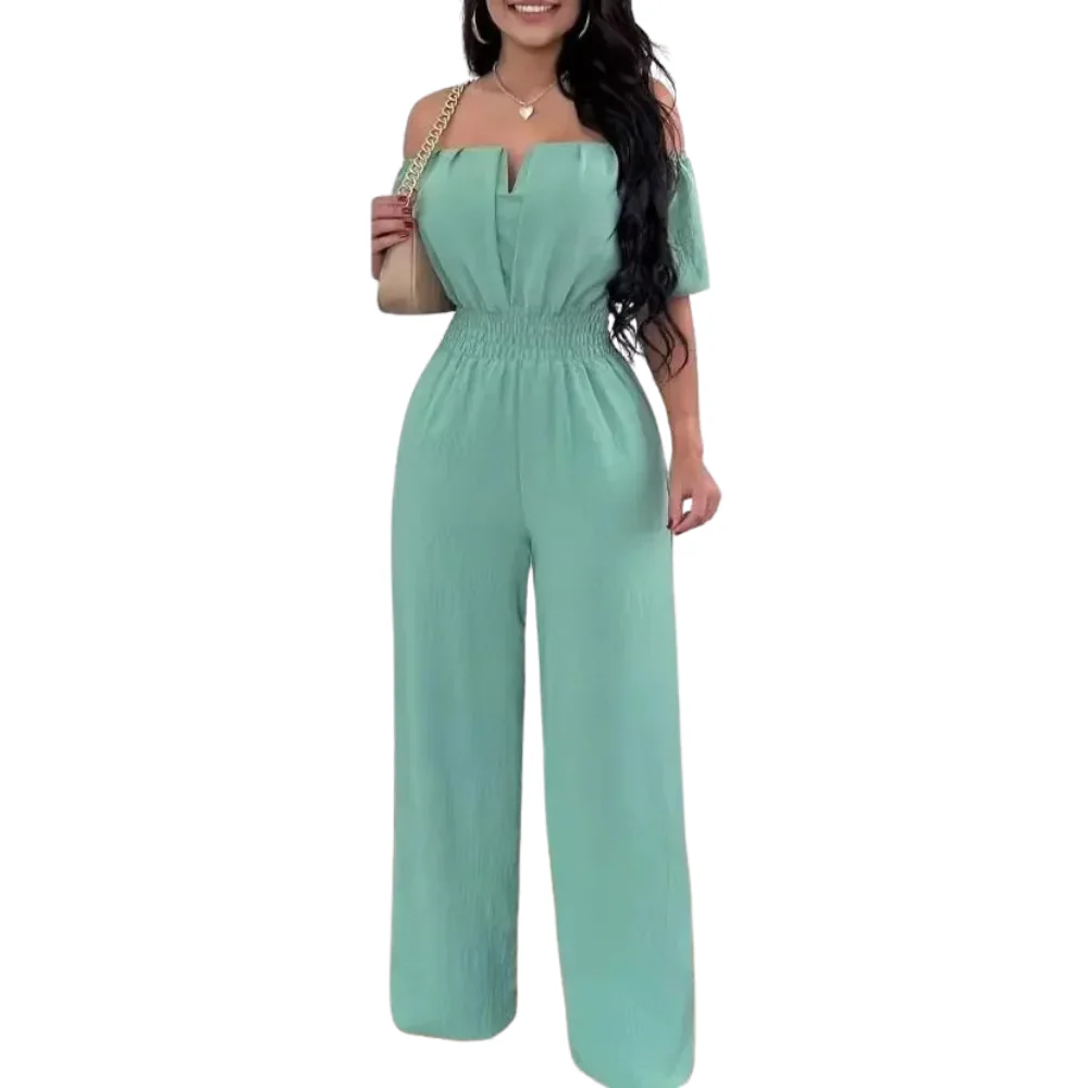 Naisten Off Shoulder Leveä jalka Jumpsuit - Image 7