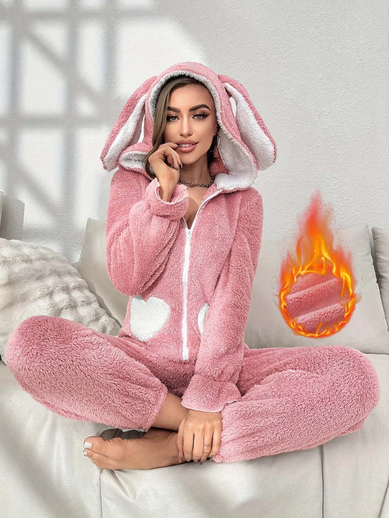 Naisten Onesie Hupparimallinen Pörröinen - Image 2