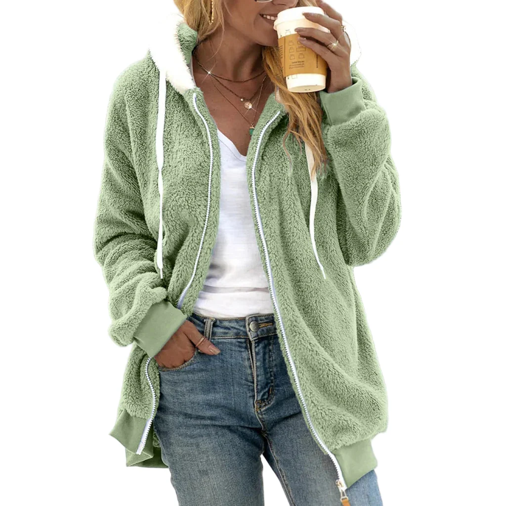 Naisten Oversized Fleece Cardigan Huppu