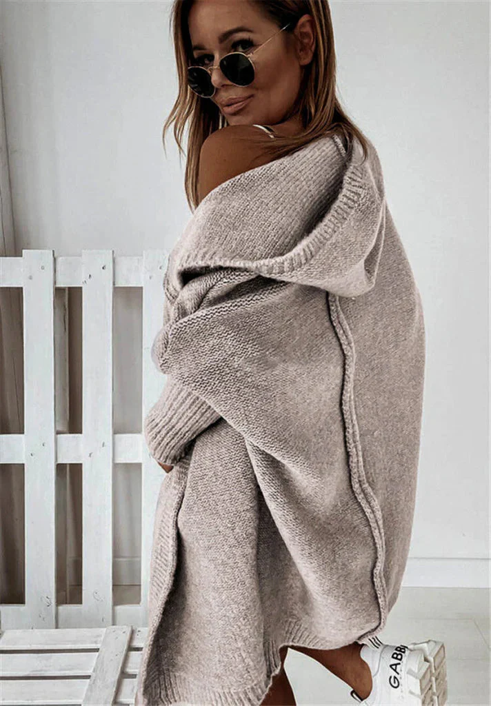 Naisten Oversized Neulecardigan Hupparilla Syksy/Talvi - Image 6