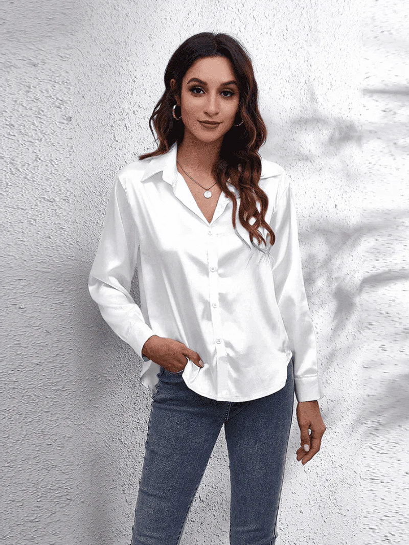 Naisten Pitkähiha Blouse Satiinijäljitelmä - Image 10