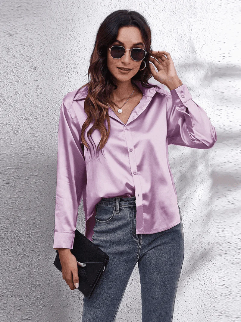 Naisten Pitkähiha Blouse Satiinijäljitelmä - Image 4