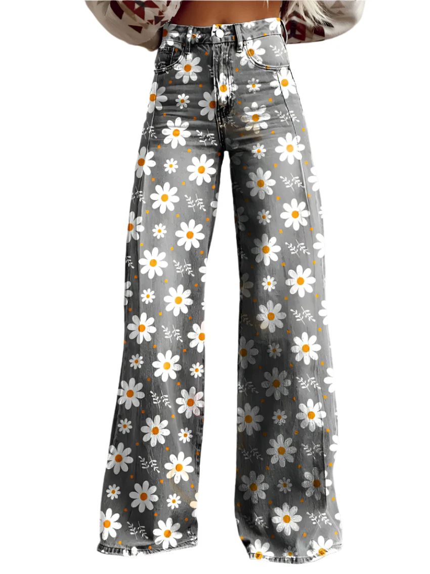 Naisten Pitkät Housut Rento Denim Materiaali