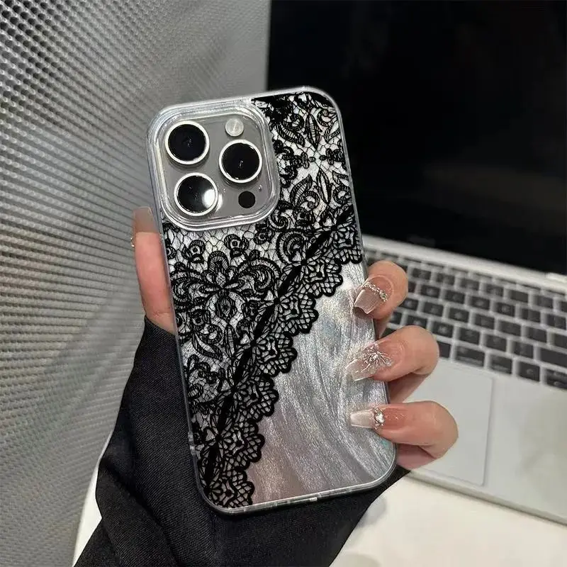 Naisten Puhelinkotelo iPhone 11, 12, 13, 14, 15, 16 17 Pro Max, Pro Airille Kaunis Pitsikuviointi - Image 4