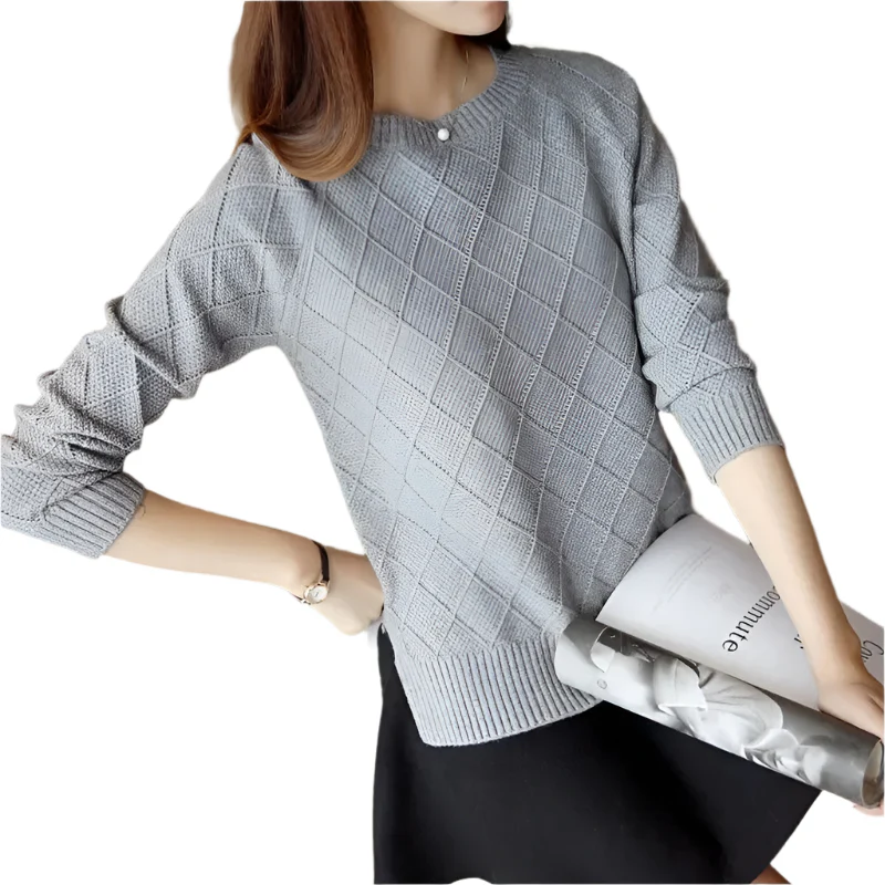 Naisten Pure Color Knit Pullover - Image 3