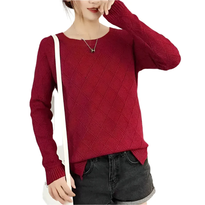 Naisten Pure Color Knit Pullover - Image 4