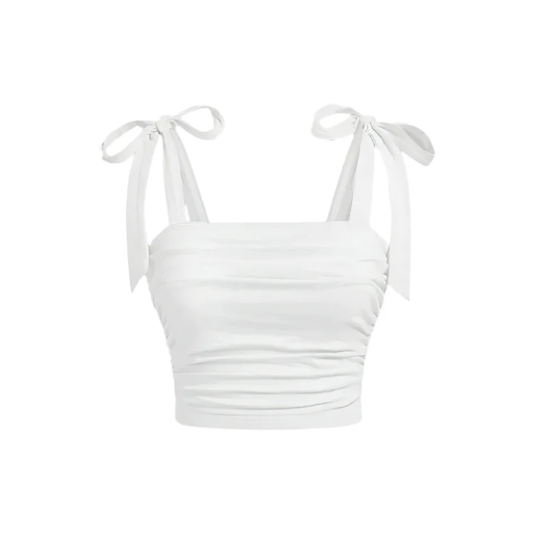 Naisten röyhelö Tie olkapää Crop top - Image 5