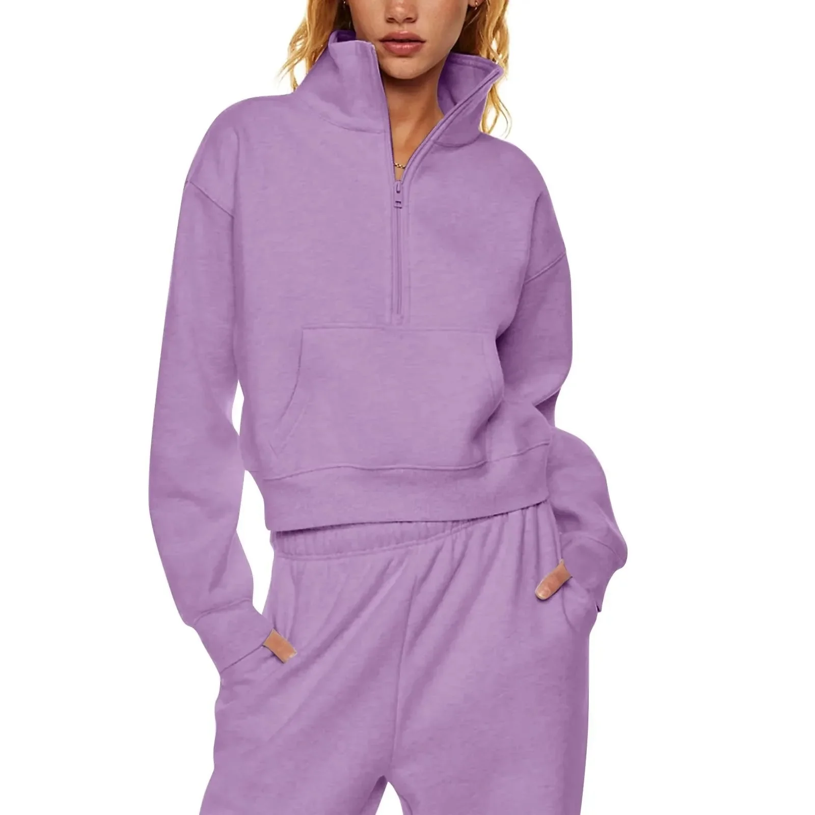 Naisten Stand Collar Fleece takki - Image 18
