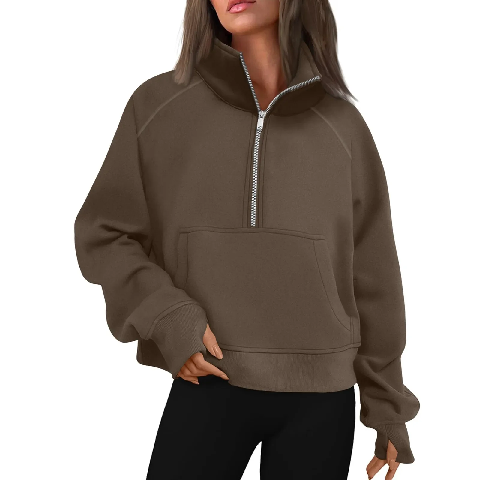 Naisten Stand Collar Fleece takki - Image 4
