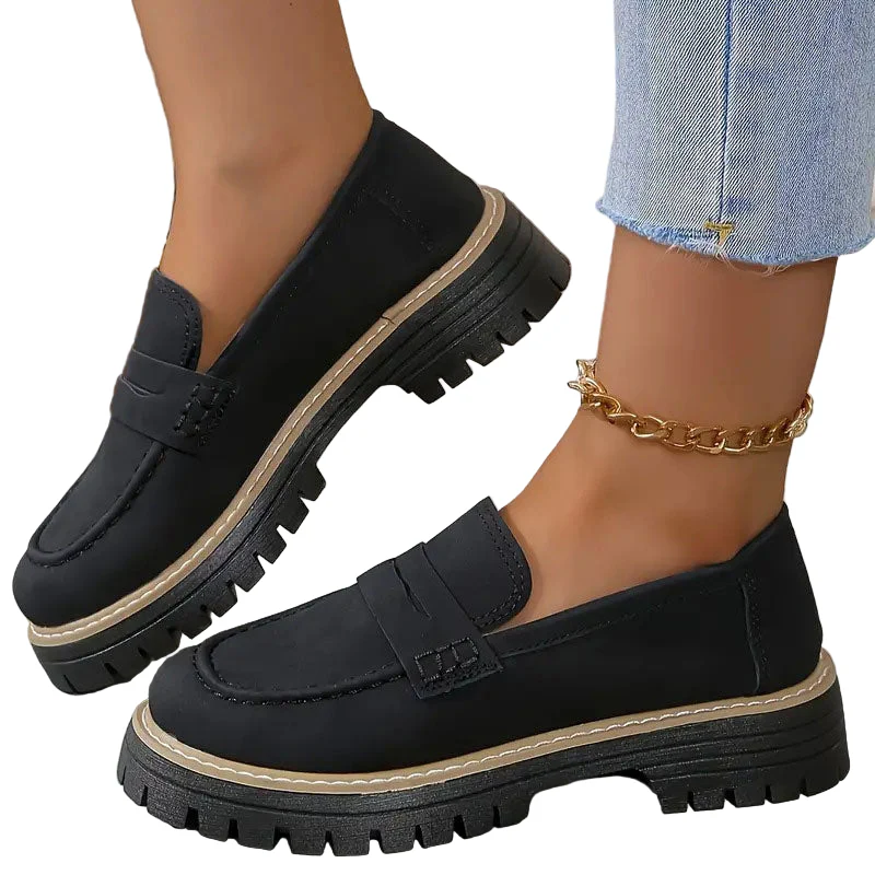 Naisten Suede Loaferit Paksulla Pohjalla