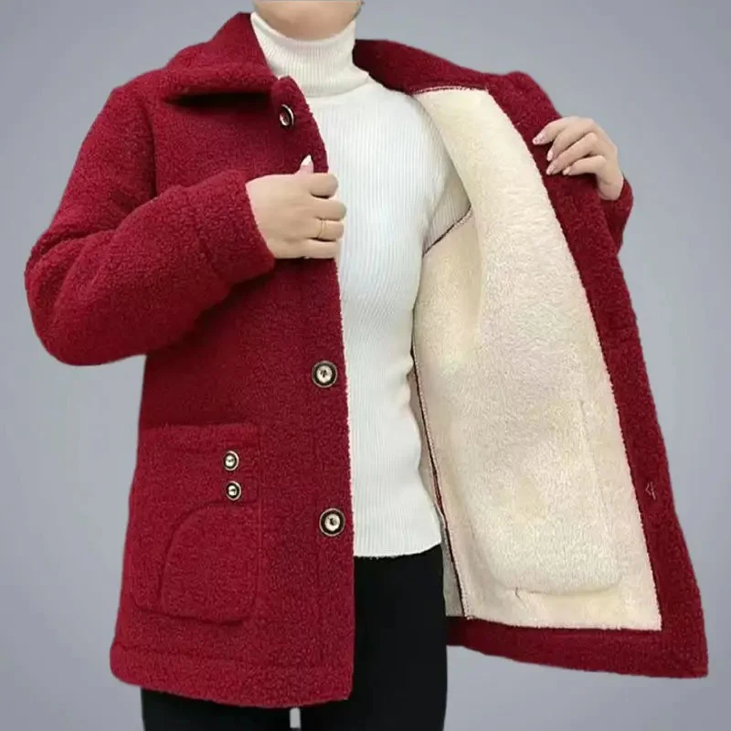 Naisten talven paksu fleece takki - Image 10