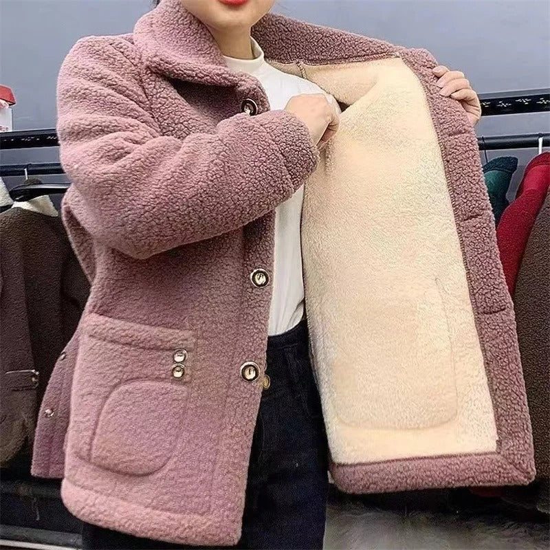 Naisten talven paksu fleece takki - Image 5