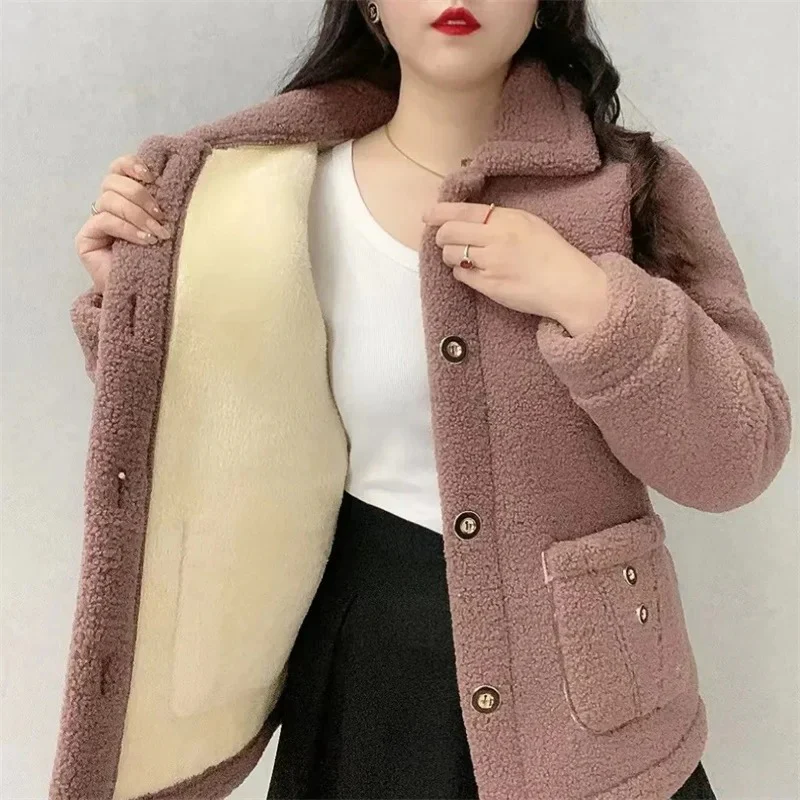 Naisten talven paksu fleece takki - Image 8