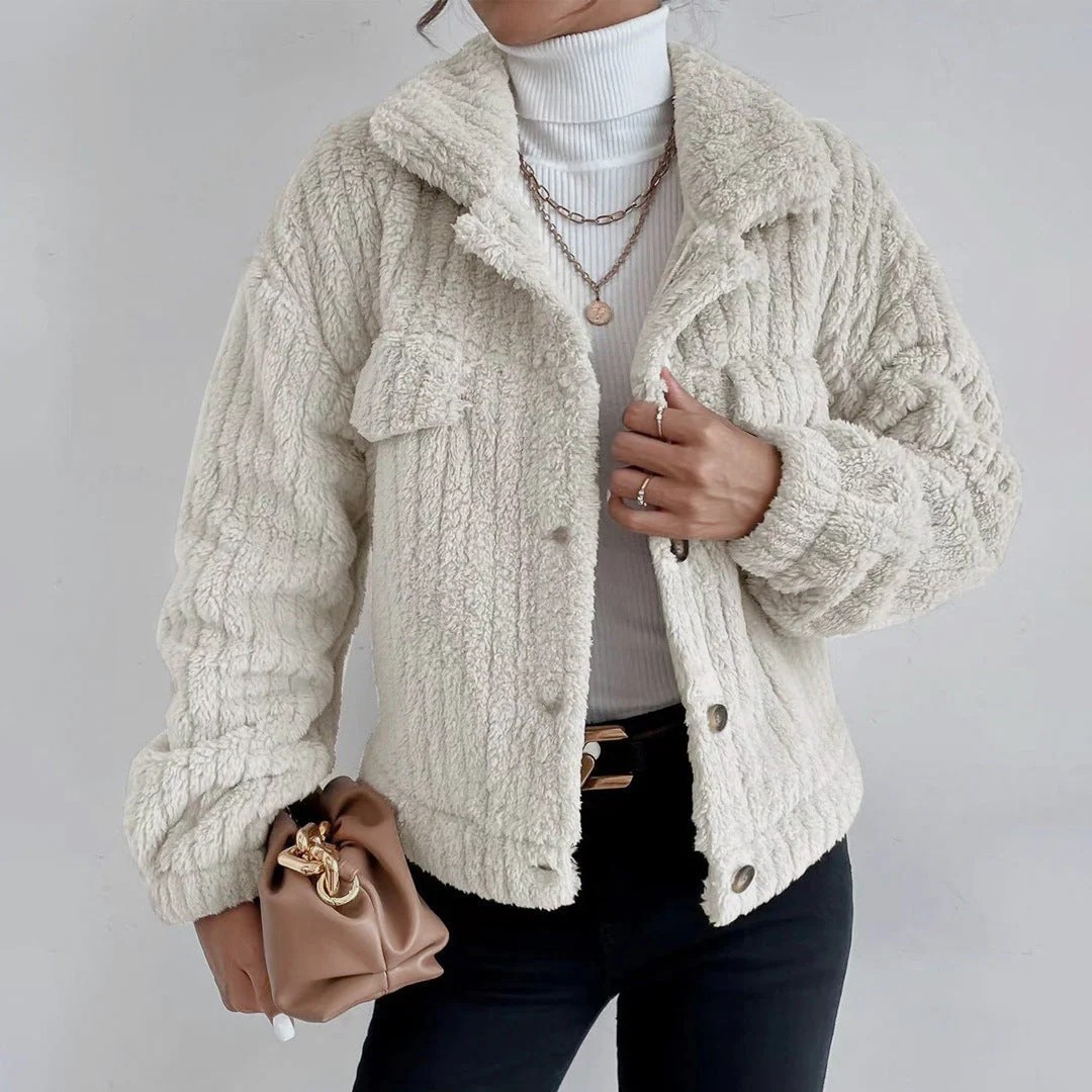 Naisten Teddy Takki – Faux Shearling – Ylipitkä Leikkaus - Image 3