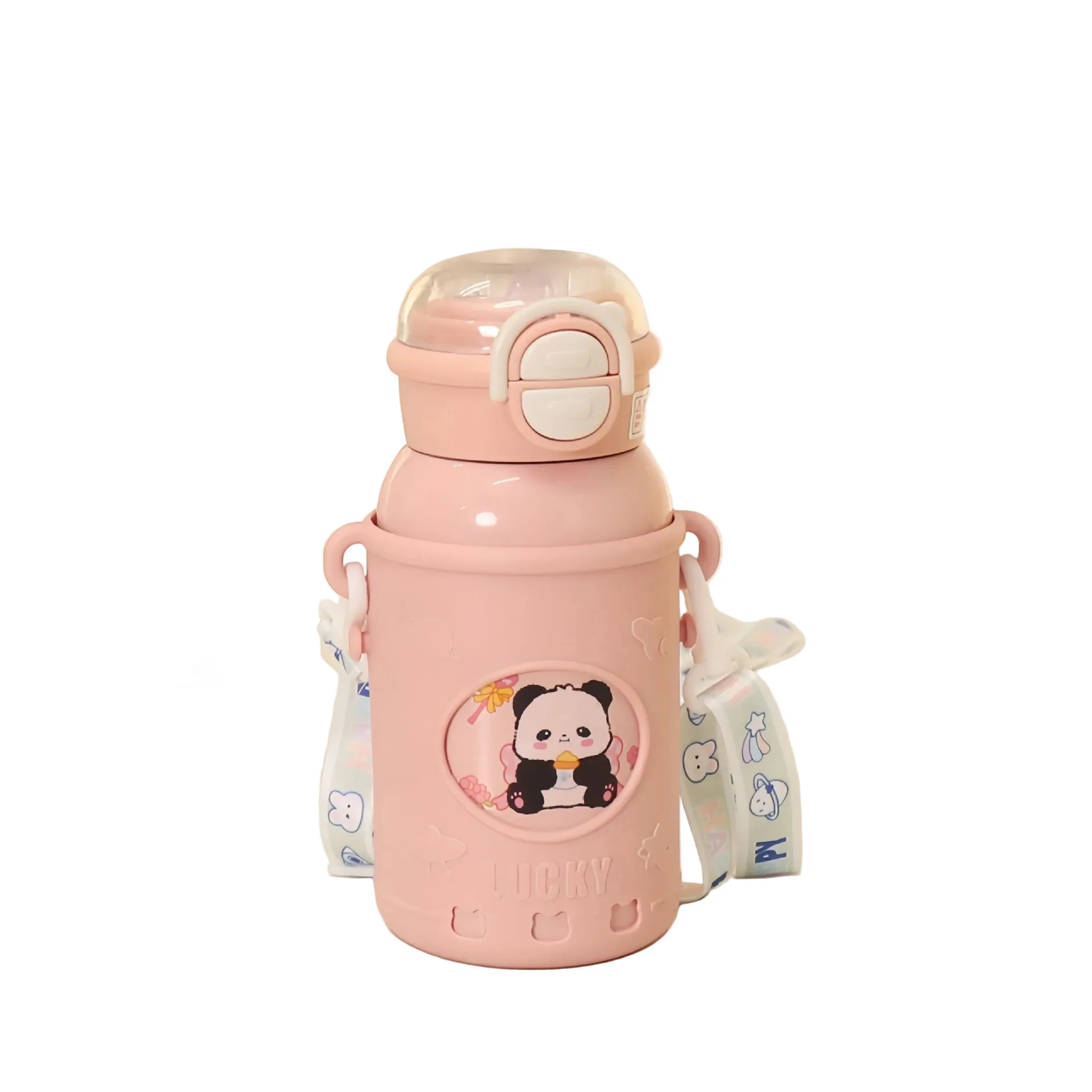 Naisten Termos Juomapullo Panda Design Käytännöllisellä Kantohihnalla