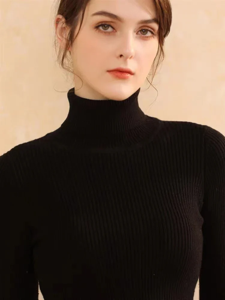Naisten Turtleneck Neulepaita Raitakuosisella Pitkällä Hihalla Neule - Image 12