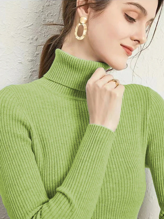 Naisten Turtleneck Neulepaita Raitakuosisella Pitkällä Hihalla Neule - Image 14